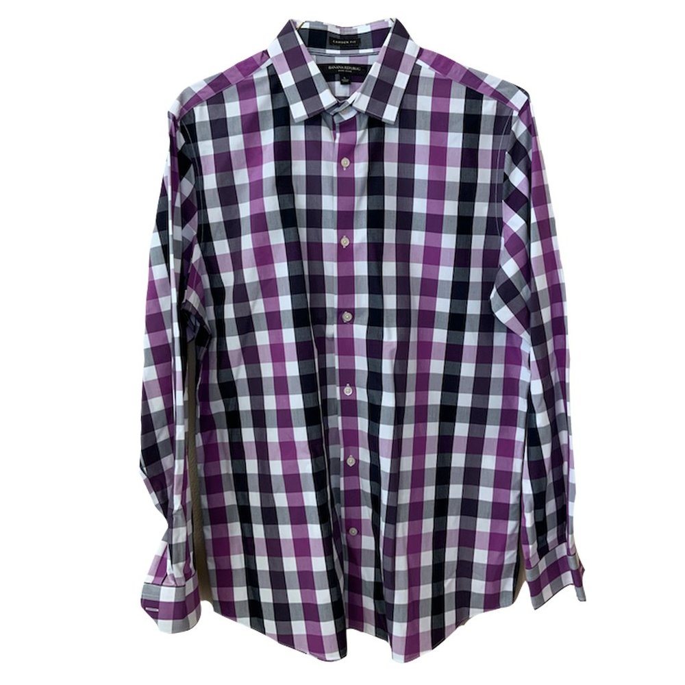 Banana Republic Purple Plaid Button Down